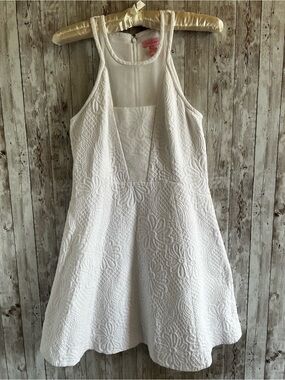Lilly Pulitzer White Jacquard Textured Apron Neckline Mini Dress Wedding Floral